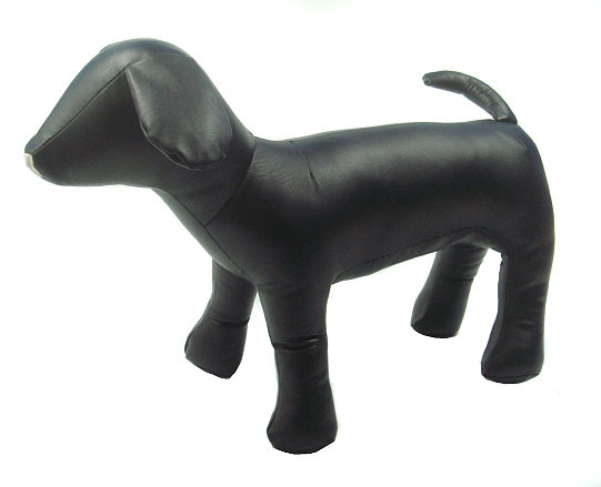 Skórzany manekin w kształcie psa DML-001AB, czarno-biały, pozycja stojąca - Wianko - 5