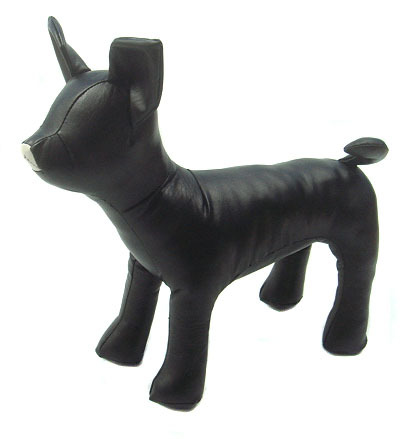 Skórzany manekin w kształcie psa DML-001AB, czarno-biały, pozycja stojąca - Wianko - 6