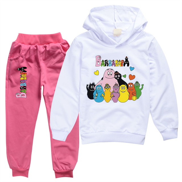 Zestaw ubrań dla dzieci Barbapapa Anime: T-shirt + spodnie do biegania z nadrukiem kreskówki, 2 sztuki 2-13 lat - Wianko - 3
