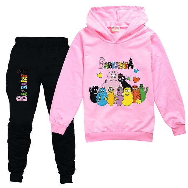 Zestaw ubrań dla dzieci Barbapapa Anime: T-shirt + spodnie do biegania z nadrukiem kreskówki, 2 sztuki 2-13 lat - Wianko - 18