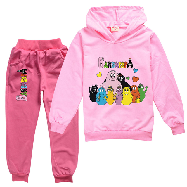 Zestaw ubrań dla dzieci Barbapapa Anime: T-shirt + spodnie do biegania z nadrukiem kreskówki, 2 sztuki 2-13 lat - Wianko - 17
