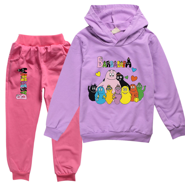 Zestaw ubrań dla dzieci Barbapapa Anime: T-shirt + spodnie do biegania z nadrukiem kreskówki, 2 sztuki 2-13 lat - Wianko - 9