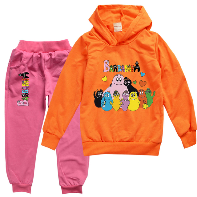 Zestaw ubrań dla dzieci Barbapapa Anime: T-shirt + spodnie do biegania z nadrukiem kreskówki, 2 sztuki 2-13 lat - Wianko - 23