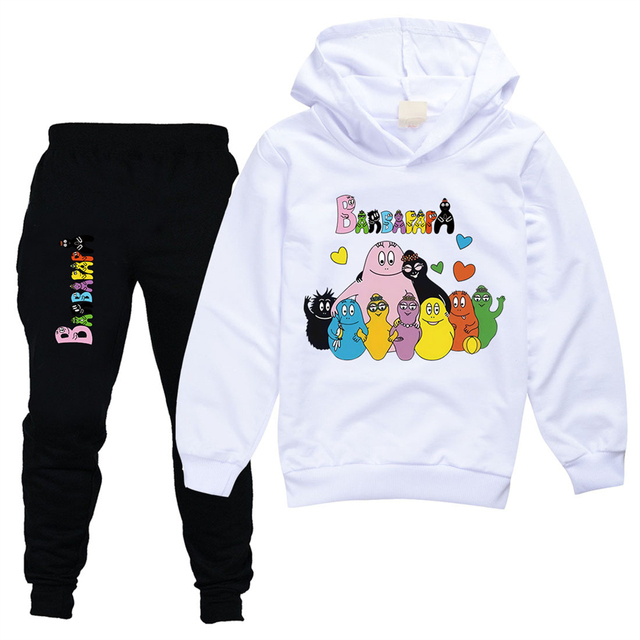 Zestaw ubrań dla dzieci Barbapapa Anime: T-shirt + spodnie do biegania z nadrukiem kreskówki, 2 sztuki 2-13 lat - Wianko - 4