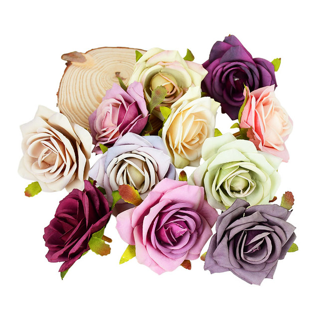 Róże jedwabne 7cm, 5/10 sztuk, dekoracja ślubna i domowa, DIY, scrapbooking - Wianko - 7