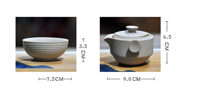 Zestaw naczyń do herbaty: Retro ceramika - dzbanek, filiżanki, czajnik, podróżny zestaw, prezenty, chińska ceremonia, parzenie herbaty - Wianko - 3
