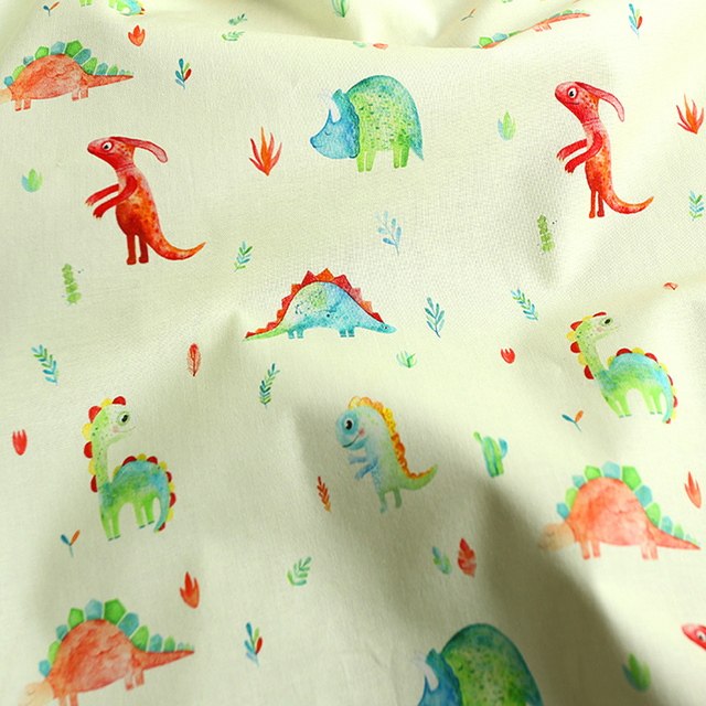 Drukowana tkanina bawełniana z cyfrowym wzorem dinozaurów do pikowania ubranek i pościeli dla dzieciły suburbanmetra - Wianko - 8