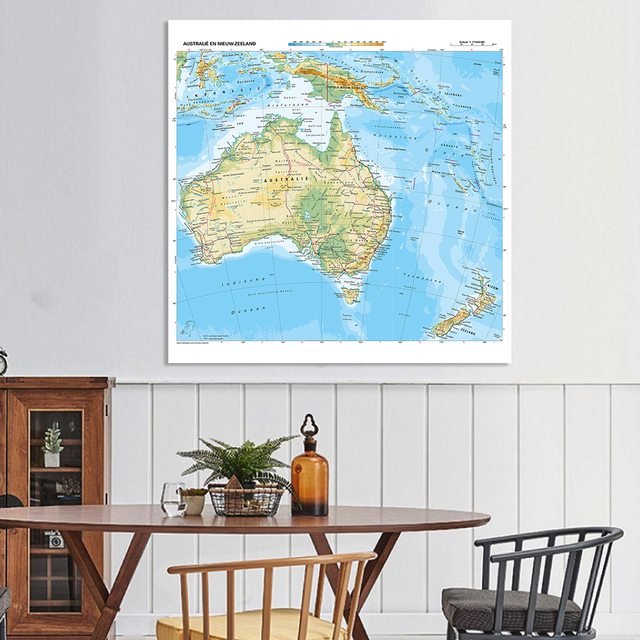 Mapa Topografii Oceanii 150x150cm - Holenderski Plakat na Ścianę Vinyl Canvas Painting - Wianko - 3