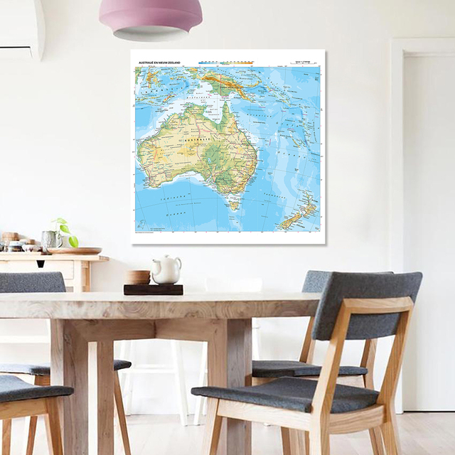 Mapa Topografii Oceanii 150x150cm - Holenderski Plakat na Ścianę Vinyl Canvas Painting - Wianko - 4