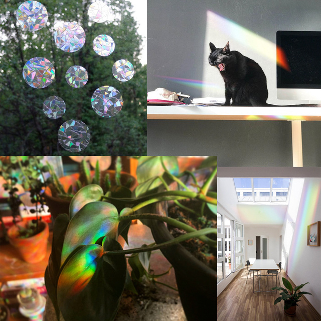 Dekoracyjna naklejka elektrostatyczna Rainbow Prism do lusterka z efektem refrakcji do dekoracji wnętrz, dla dziewczynek - Wianko - 2
