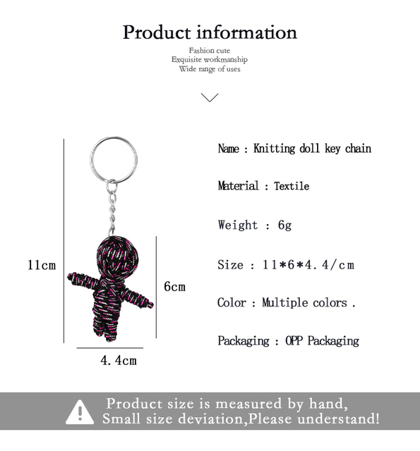 Breloczek na klucze: Ciemny śliczny mały breloczek w formie tkanej liny w kształcie młodej mumii - Wianko - 16