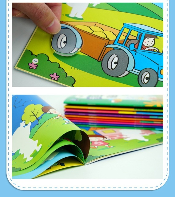 Zestaw 10 książek koncentracja dzieci, naklejki, puzzle - edukacyjne, dla dzieci 0-6 lat - Wianko - 8