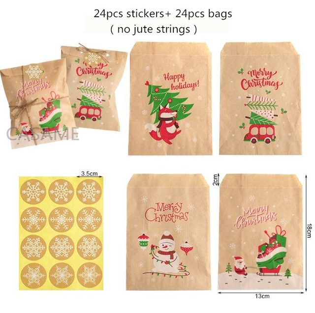 Prezent Świętego Mikołaja: Torba na prezenty z papieru Kraft z motywem miłego bałwanka na Boże Narodzenie do pakowania cukierków i ciastek - Wianko - 1
