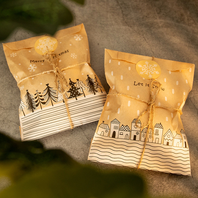 Prezent Świętego Mikołaja: Torba na prezenty z papieru Kraft z motywem miłego bałwanka na Boże Narodzenie do pakowania cukierków i ciastek - Wianko - 6