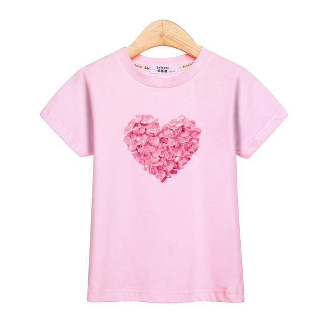 Dziewczęce różowe t-shirty Aimi Lakana z krótkim rękawem - płatek miłości, bawełniane ubrania dziecięce 3-14T - Wianko - 5