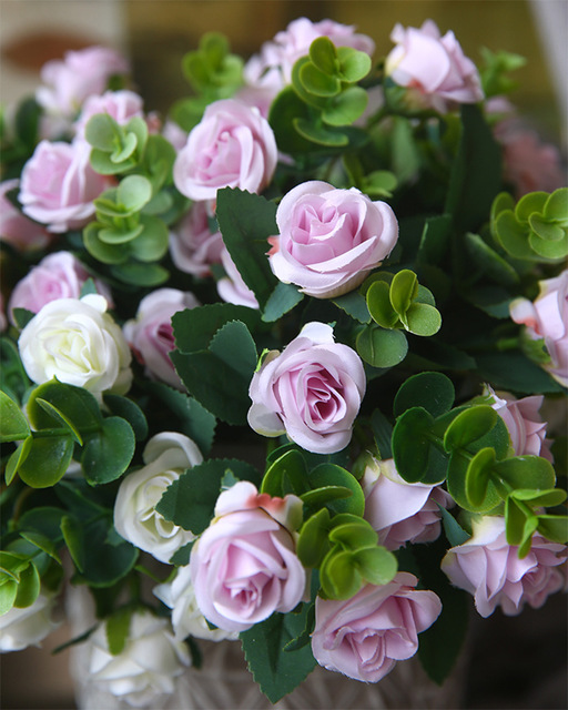 Sztuczne kwiaty jedwabne 11 głów bukiet róż do dekoracji - idealne na ślub, rodzinne przyjęcie czy restaurację - Wianko - 5