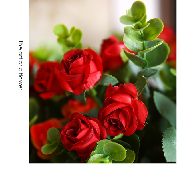 Sztuczne kwiaty jedwabne 11 głów bukiet róż do dekoracji - idealne na ślub, rodzinne przyjęcie czy restaurację - Wianko - 16