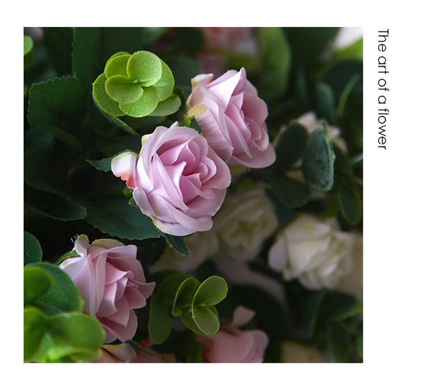 Sztuczne kwiaty jedwabne 11 głów bukiet róż do dekoracji - idealne na ślub, rodzinne przyjęcie czy restaurację - Wianko - 4
