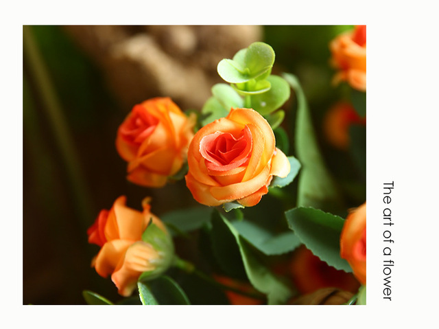 Sztuczne kwiaty jedwabne 11 głów bukiet róż do dekoracji - idealne na ślub, rodzinne przyjęcie czy restaurację - Wianko - 9