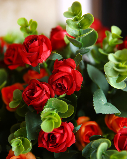 Sztuczne kwiaty jedwabne 11 głów bukiet róż do dekoracji - idealne na ślub, rodzinne przyjęcie czy restaurację - Wianko - 14
