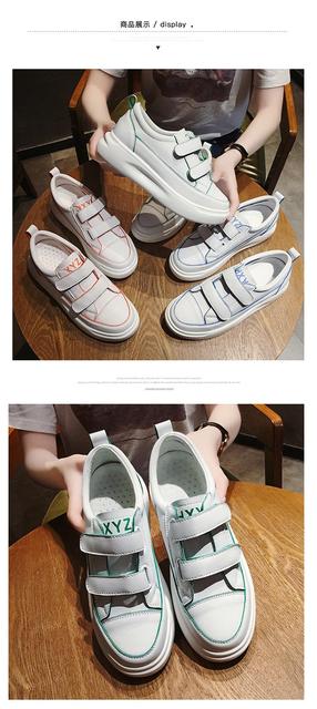 Podstawowe damskie białe buty z gumową podeszwą - nowa kolekcja 2019, gruba podeszwa, trampki naklejki - Wianko - 11