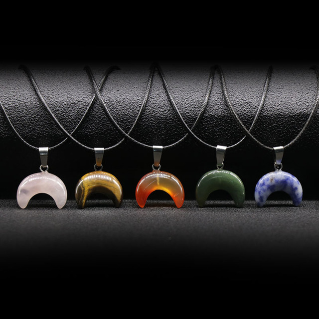 5 sztuk naturalnych kryształowych wisiorków w kształcie rogu i półksiężyca – naszyjnik DIY - Wianko - 27