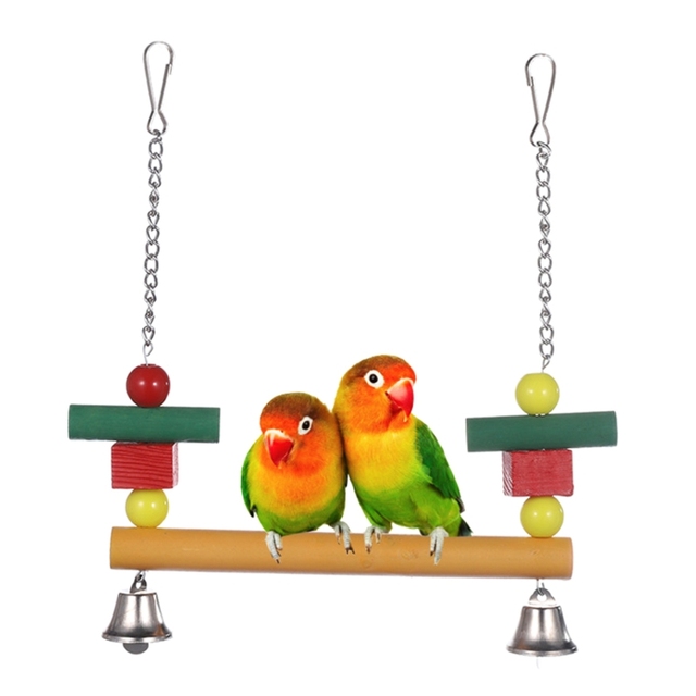 Zabawka drewniana dla małych papug - łatwa instalacja, naturalne drewno, huśtawka, kolorowy gryzak - Wianko - 2
