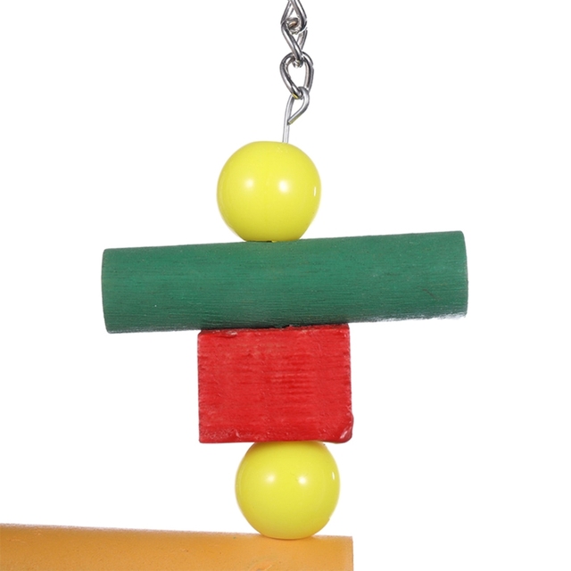 Zabawka drewniana dla małych papug - łatwa instalacja, naturalne drewno, huśtawka, kolorowy gryzak - Wianko - 5