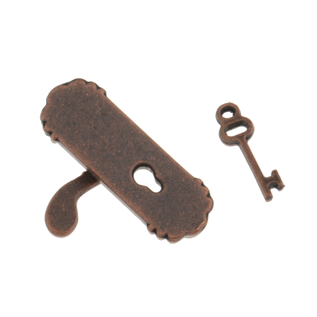 Metalowe drzwi uchwyt prawe pokrętło płyty i zestaw kluczy dom dla lalki miniaturowej - Wianko - 6