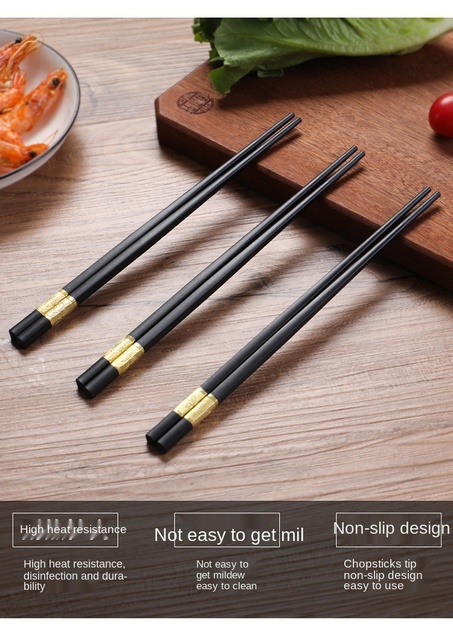 10 par pałeczek stołowych do jedzenia w stylu chińskim - pałeczki aluminiowe sushi sticks antypoślizgowe - Wianko - 3