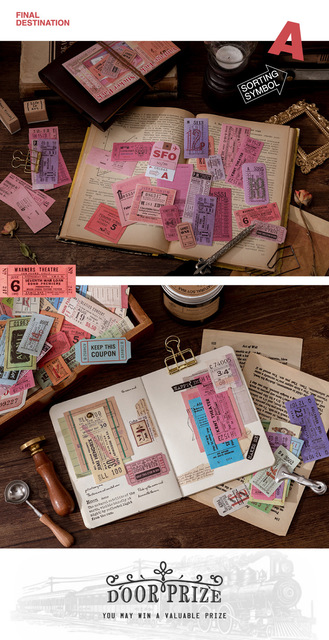 Paczka 40 sztuk vintage stamp bilet papierowa naklejka DIY ozdobny pamiętnik journal scrapbooking etykieta planisty naklejki estetyczne papiernicze - Wianko - 9