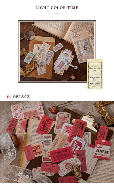Paczka 40 sztuk vintage stamp bilet papierowa naklejka DIY ozdobny pamiętnik journal scrapbooking etykieta planisty naklejki estetyczne papiernicze - Wianko - 8