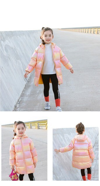 Długi płaszcz zimowy dla dzieci 1-6 lat - dziewczyny i chłopcy, jasny kolor, wyściełana kurtka, gruba bawełniana dolna część, ciepła odzież wierzchnia - Wianko - 7