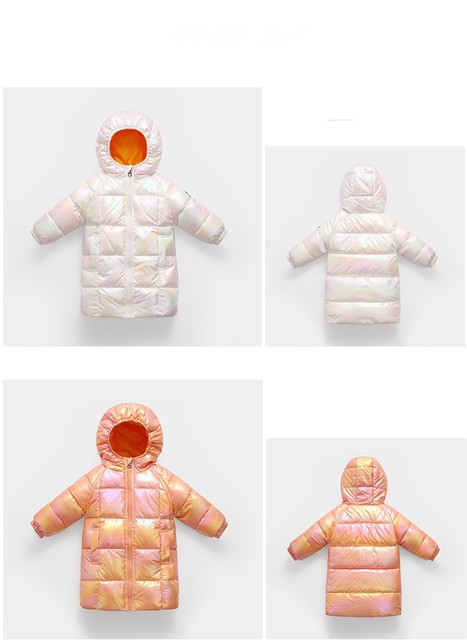 Długi płaszcz zimowy dla dzieci 1-6 lat - dziewczyny i chłopcy, jasny kolor, wyściełana kurtka, gruba bawełniana dolna część, ciepła odzież wierzchnia - Wianko - 3