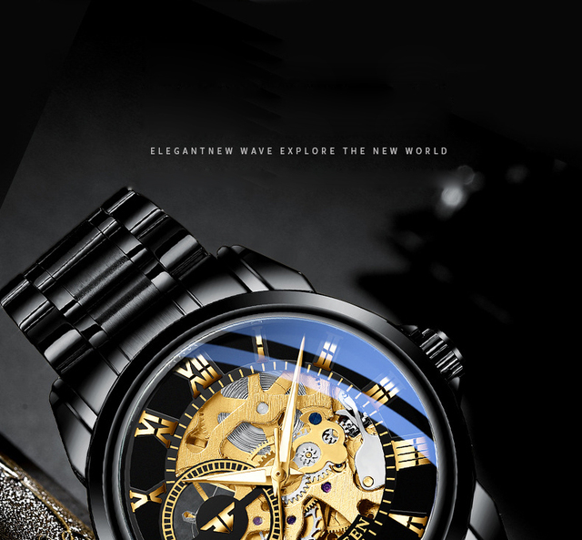 Męski zegarek mechaniczny FNGEEN z pełnym automatycznym mechanizmem i szkieletowym drewnianym paskiem - Wianko - 11