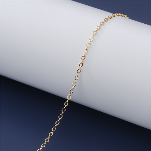 925 Sterling Silver pojedyncza nitka Link łańcuchy pozłacane kolor długi łańcuch naszyjnik DIY bransoletka łańcuchy przedłużające - 50 cm - Wianko - 1