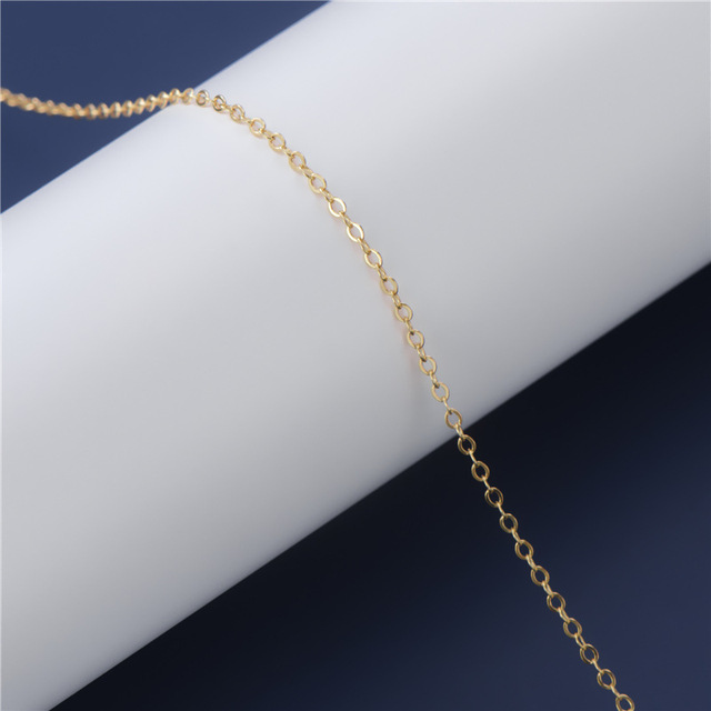 925 Sterling Silver pojedyncza nitka Link łańcuchy pozłacane kolor długi łańcuch naszyjnik DIY bransoletka łańcuchy przedłużające - 50 cm - Wianko - 4