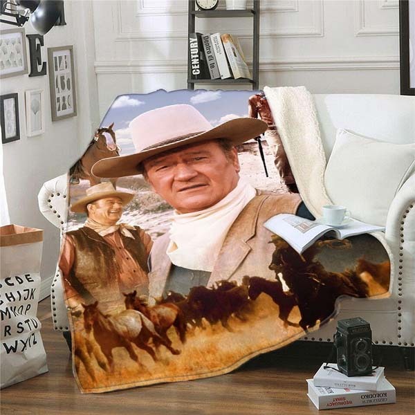 Koc kowboje Super miękkie John Wayne dla samochodowych części - miękkie kreskówki, idealne do łóżka i podróży - Wianko - 3