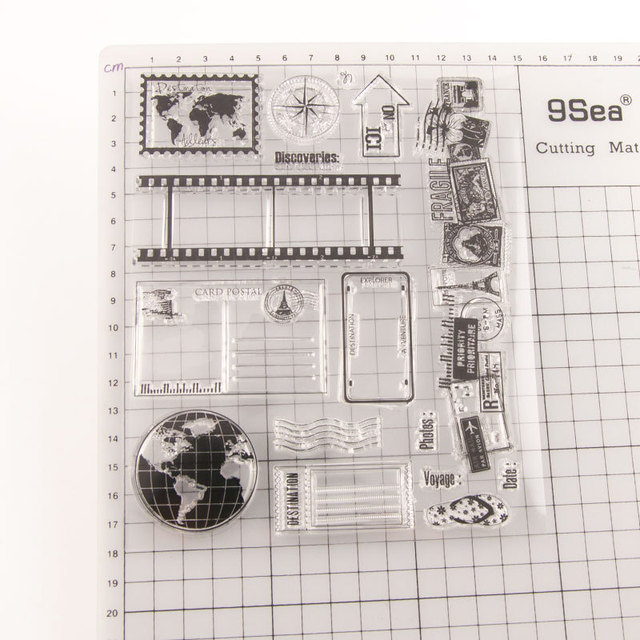 Mapa świata Scrapbook z naklejkami i stemplami gumowymi do tworzenia kartek - Wianko - 3