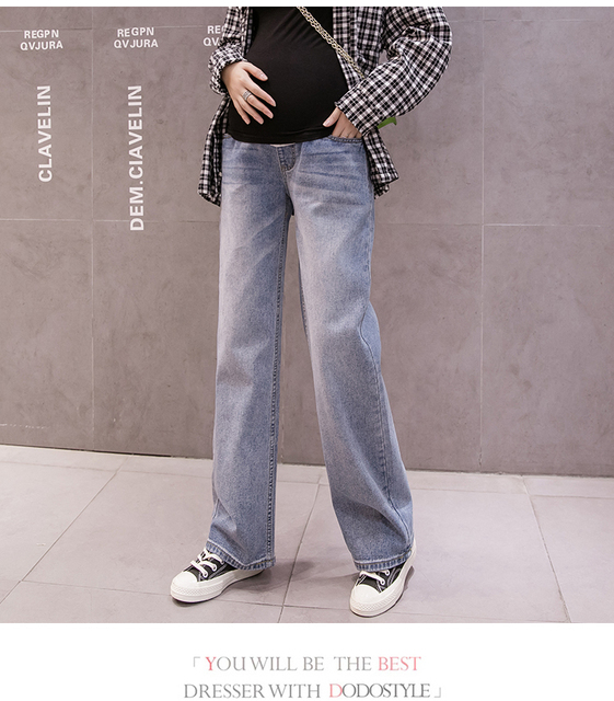 Dżinsy Vintage dla kobiet w ciąży - długie, luźne spodnie z szerokimi nogawkami - Wianko - 11