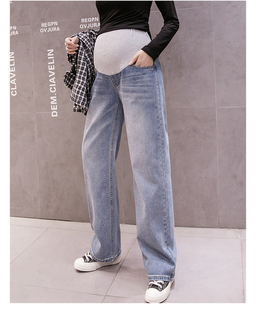 Dżinsy Vintage dla kobiet w ciąży - długie, luźne spodnie z szerokimi nogawkami - Wianko - 14