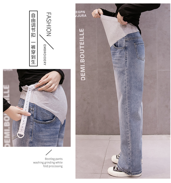 Dżinsy Vintage dla kobiet w ciąży - długie, luźne spodnie z szerokimi nogawkami - Wianko - 3