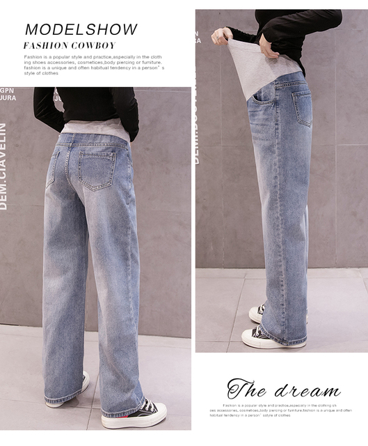 Dżinsy Vintage dla kobiet w ciąży - długie, luźne spodnie z szerokimi nogawkami - Wianko - 10