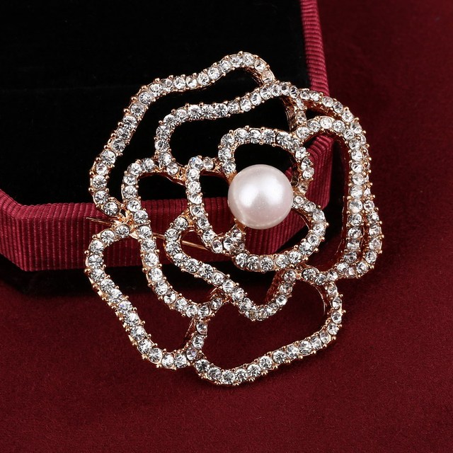 Kryształowa broszka Hesiod z imitacją perły - złote rybki, strasy, biżuteria bankietowa broszka ślubna, dekoracja suknia ślubna - Wianko - 12