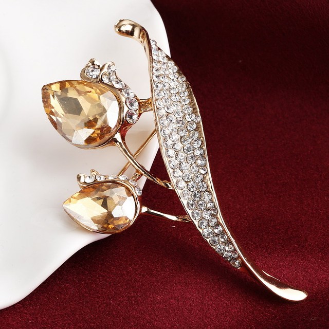 Kryształowa broszka Hesiod z imitacją perły - złote rybki, strasy, biżuteria bankietowa broszka ślubna, dekoracja suknia ślubna - Wianko - 9