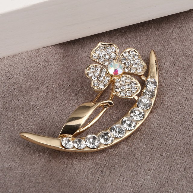 Kryształowa broszka Hesiod z imitacją perły - złote rybki, strasy, biżuteria bankietowa broszka ślubna, dekoracja suknia ślubna - Wianko - 10