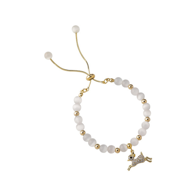 Elegancka, koreańska bransoletka z pereł dla kobiet - regulowana, złotego koloru - Wianko - 35
