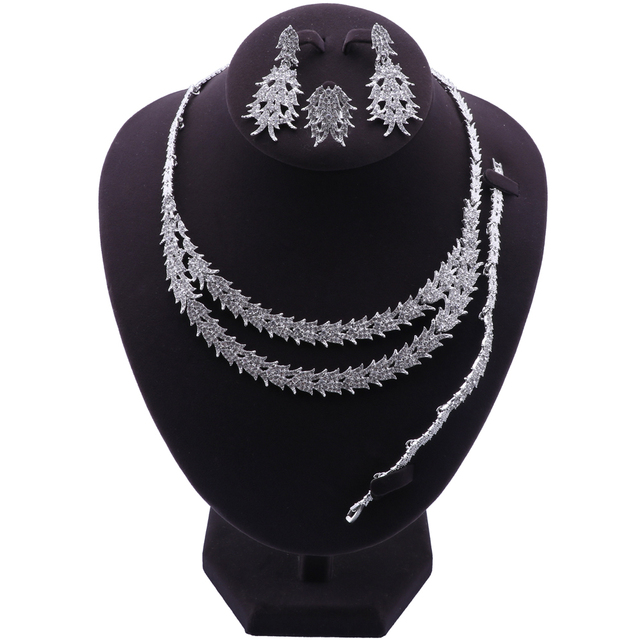 Zestaw biżuterii ślubnej Bridal Dubai MultiColor - kolczyki, naszyjnik, bransoletka, pierścionek - Wianko - 12