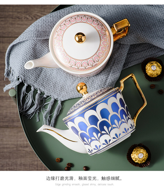 Dzbanek do herbaty Europa z luksusowej porcelany kostnej - 730ml, ceramiczny dzbanek ze zestawem parzenia herbaty, idealny do biura i domu - Wianko - 21