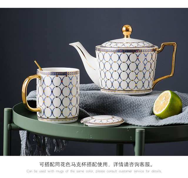 Dzbanek do herbaty Europa z luksusowej porcelany kostnej - 730ml, ceramiczny dzbanek ze zestawem parzenia herbaty, idealny do biura i domu - Wianko - 9